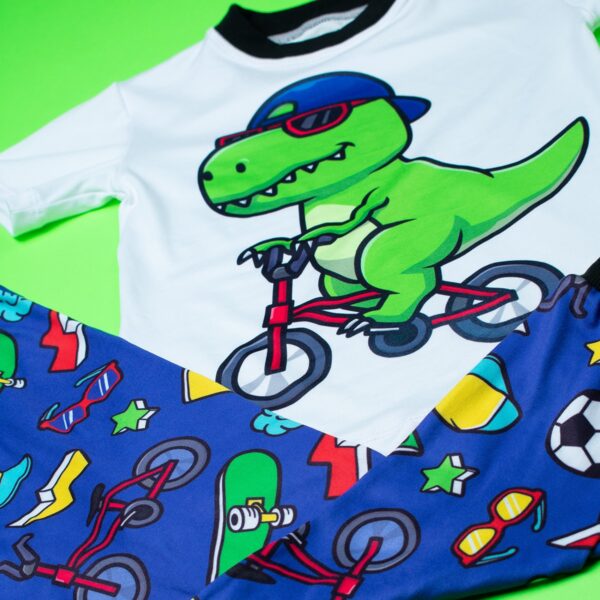 Green Dinosaur Short Sleeve Pajama Set - Image 2